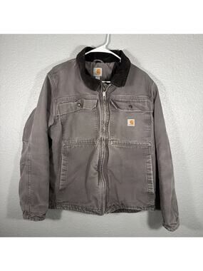 Vintage Carhartt Men’s Gray Lined Zip Detroit Jacket Workwear Size Men’s Medium
